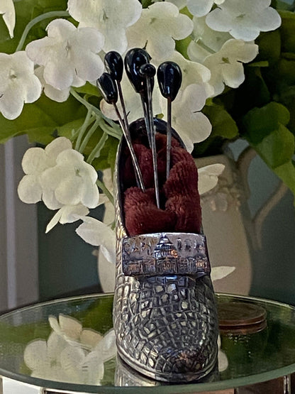 Antique High Heeled Shoe Souvenir Pincushion - Duckwells