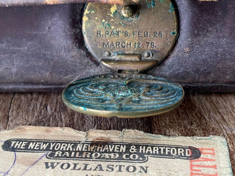 Antique Leather Wallet with 1911 Train Ticket Stub - Duckwells