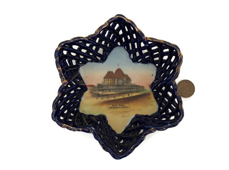 Antique Old Orchard Beach Souvenir Trinket Dish - Duckwells