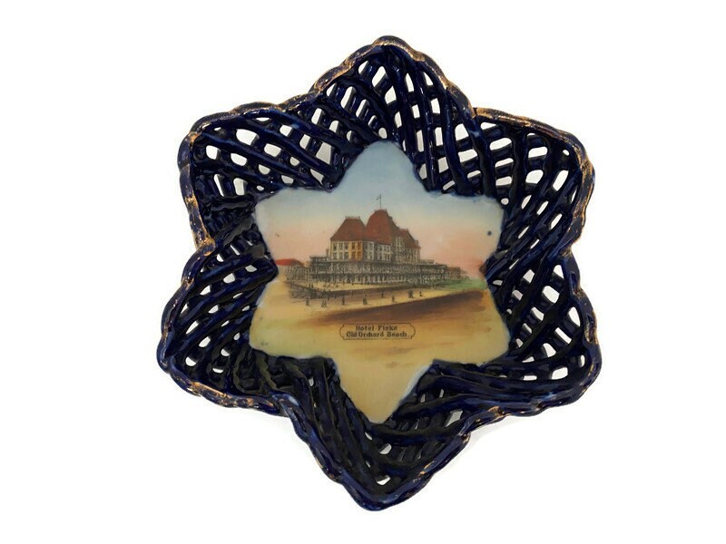 Antique Old Orchard Beach Souvenir Trinket Dish - Duckwells