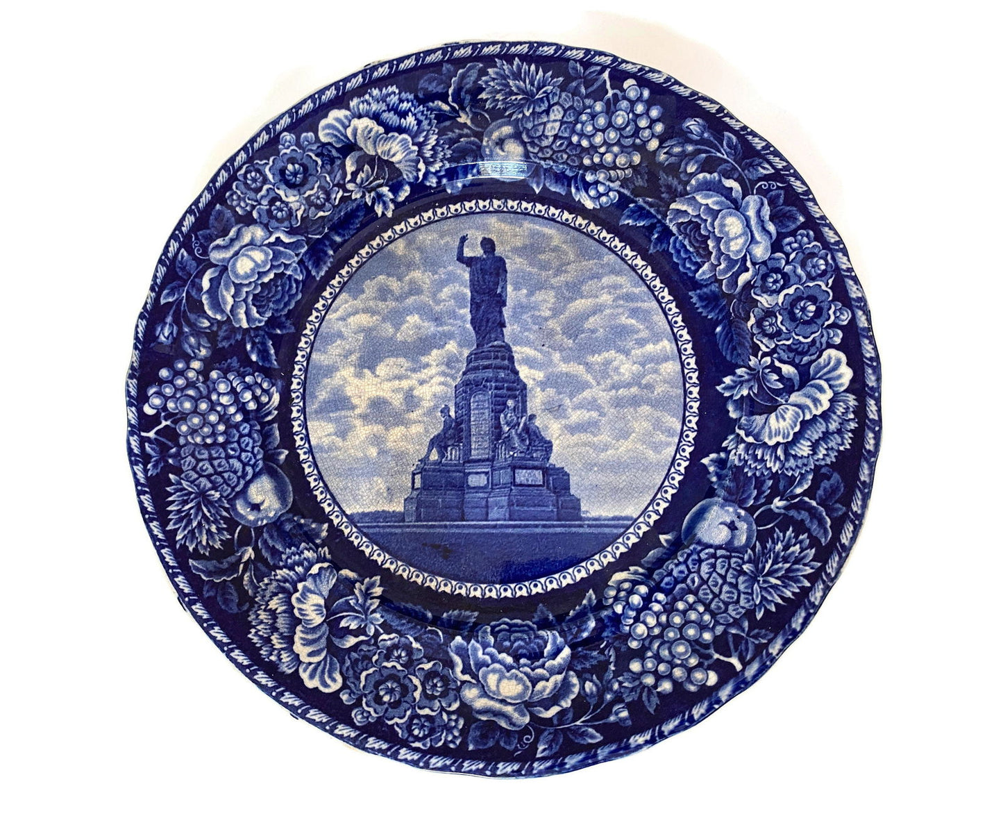 Antique Plymouth Massachusetts Flow Blue Plate - Duckwells