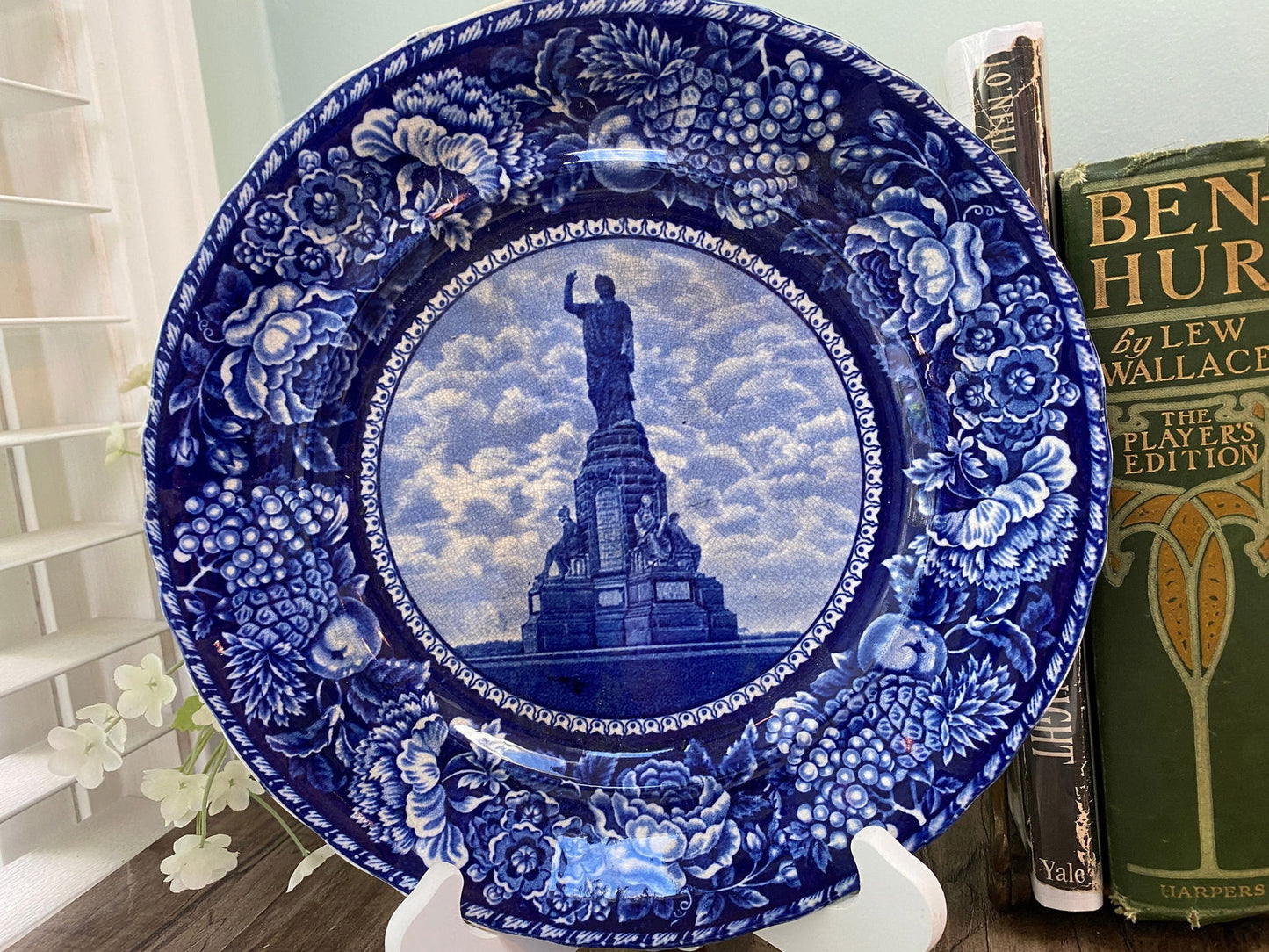 Antique Plymouth Massachusetts Flow Blue Plate - Duckwells