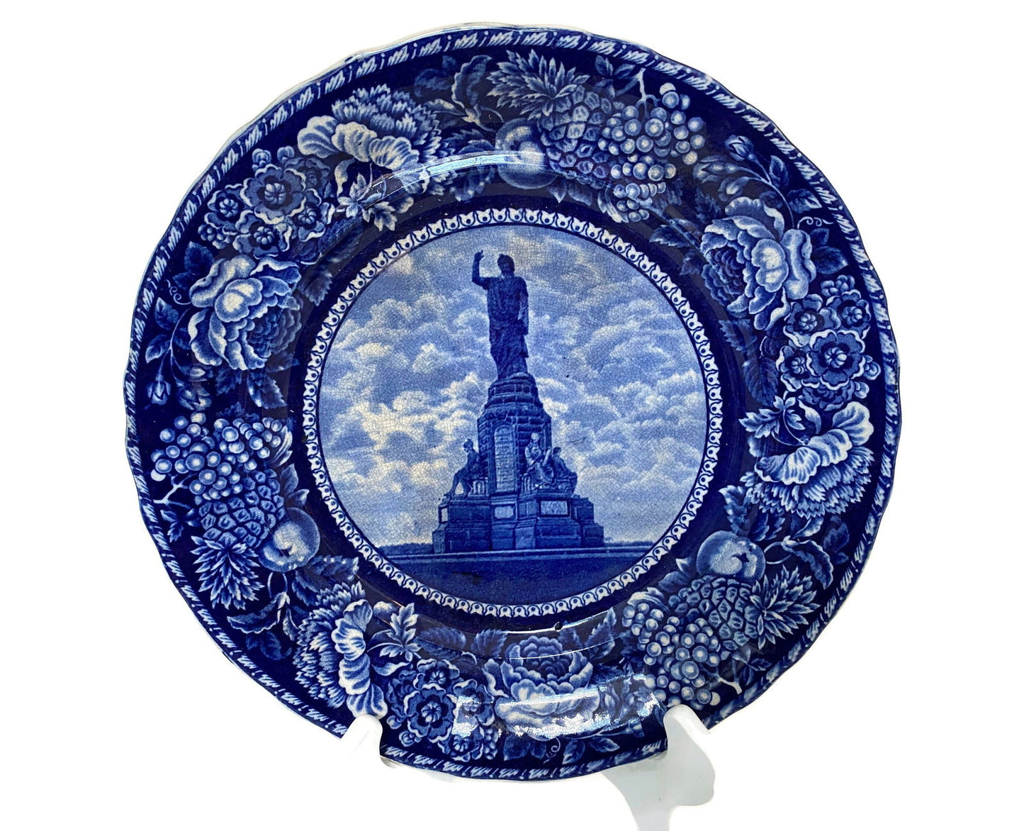 Antique Plymouth Massachusetts Flow Blue Plate - Duckwells