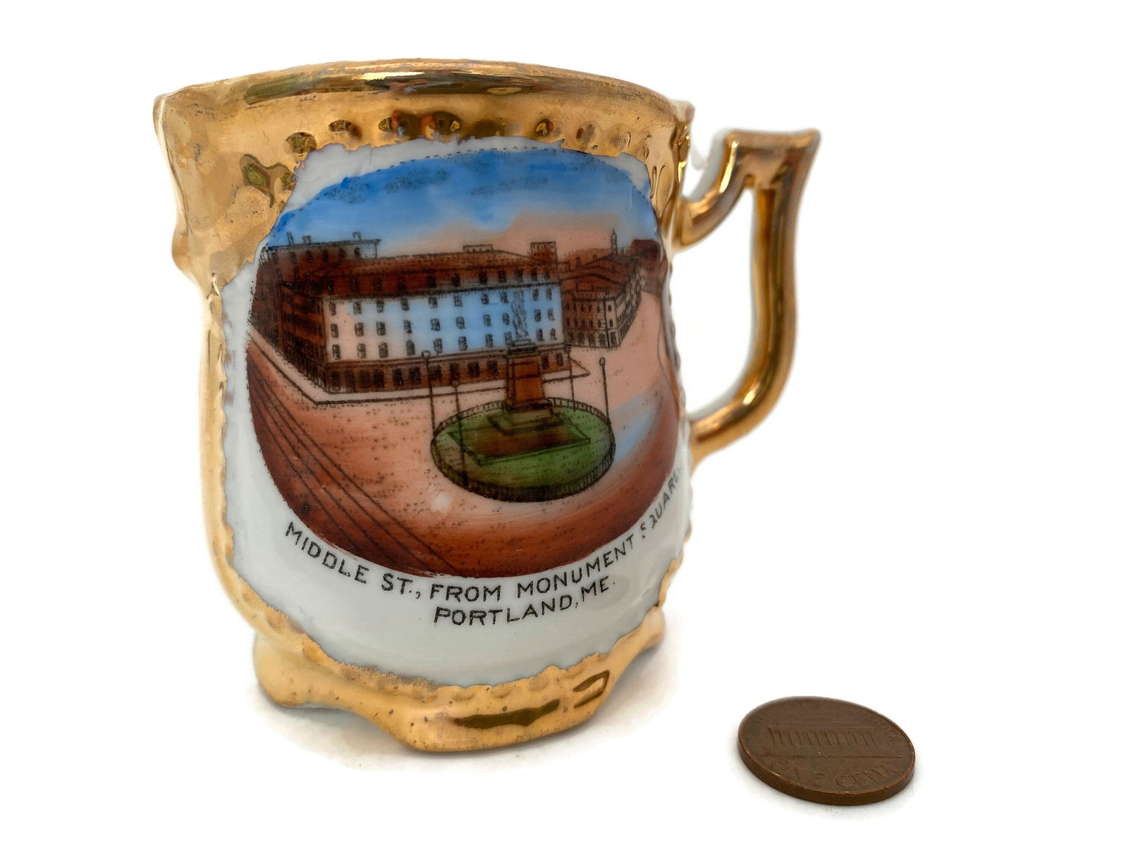 Antique Portland Maine Souvenir German Porcelain Cup - Duckwells