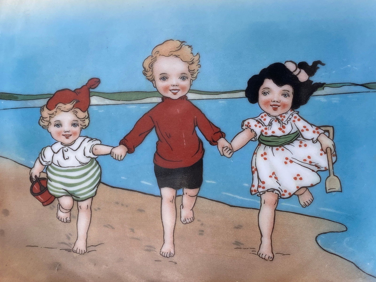 Antique Royal Bayreuth Beach Sand Babies Cake Plate - Duckwells