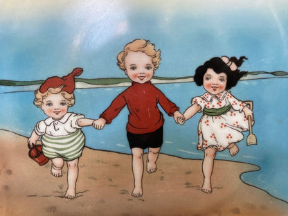 Antique Royal Bayreuth Beach Sand Babies Cake Plate - Duckwells