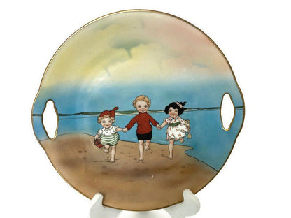 Antique Royal Bayreuth Beach Sand Babies Cake Plate - Duckwells