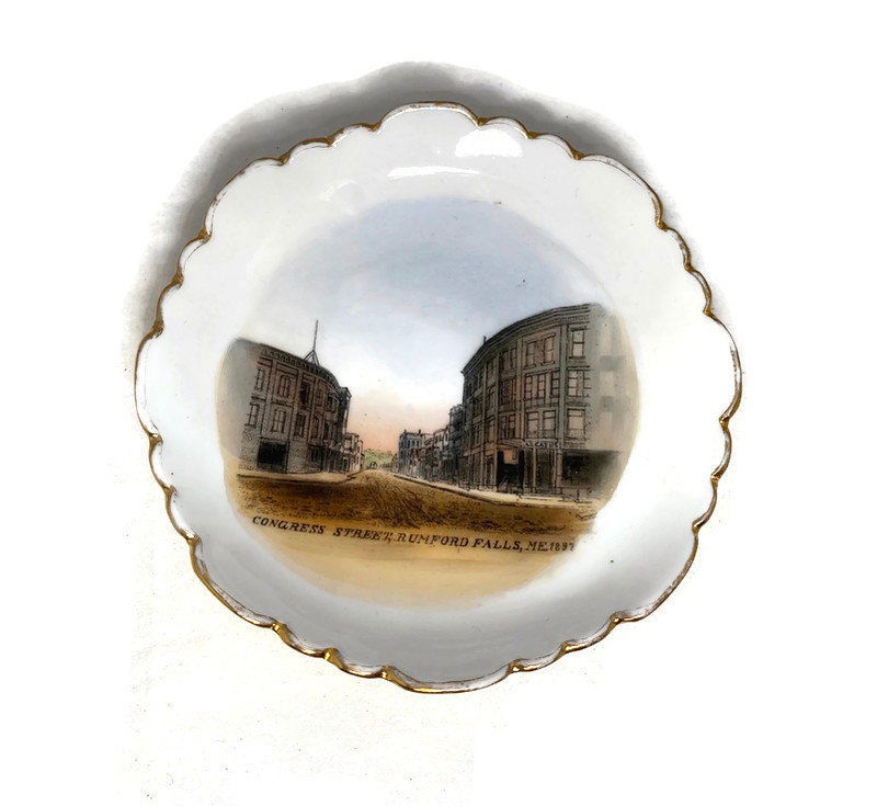 Antique Rumford Falls Maine Souvenir Dish Made in Germany - Duckwells