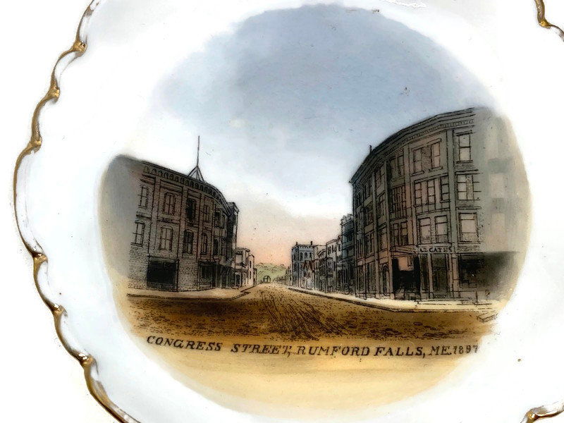 Antique Rumford Falls Maine Souvenir Dish Made in Germany - Duckwells