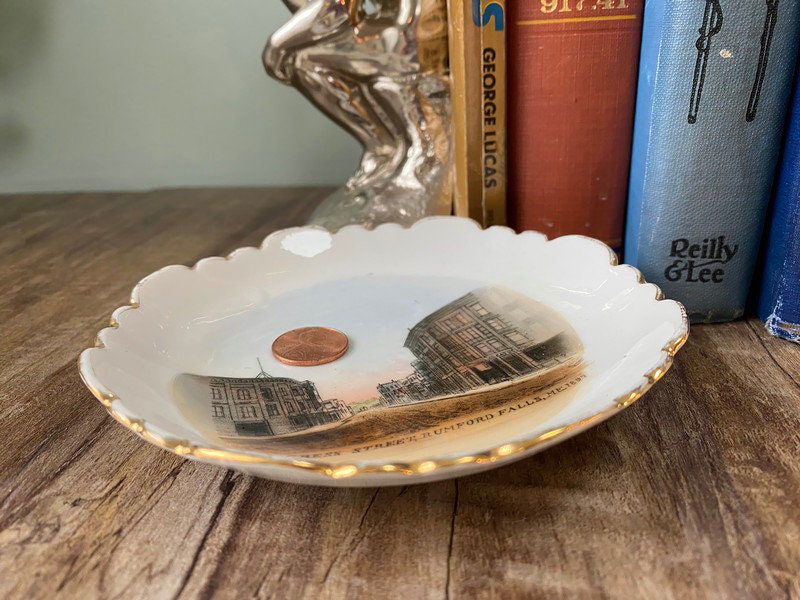 Antique Rumford Falls Maine Souvenir Dish Made in Germany - Duckwells