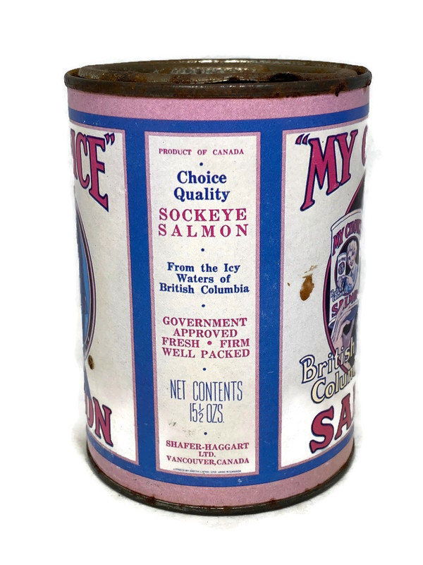 Antique Salmon Tin Can Coin Bank - Duckwells