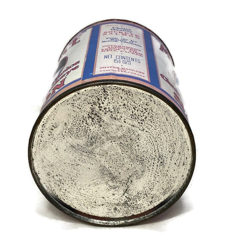 Antique Salmon Tin Can Coin Bank - Duckwells