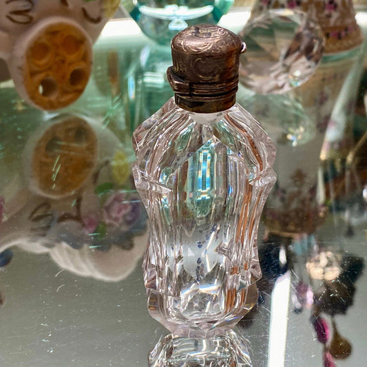 Antique Sterling Silver and Cut Crystal Perfume Bottle - Duckwells