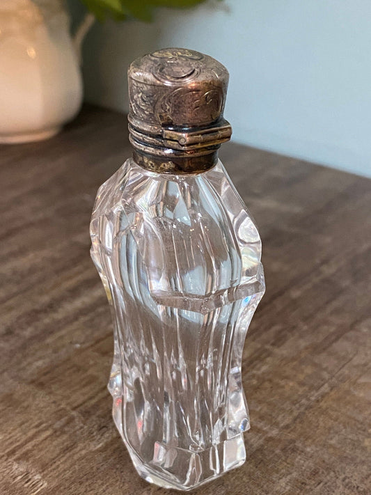Antique Sterling Silver and Cut Crystal Perfume Bottle - Duckwells