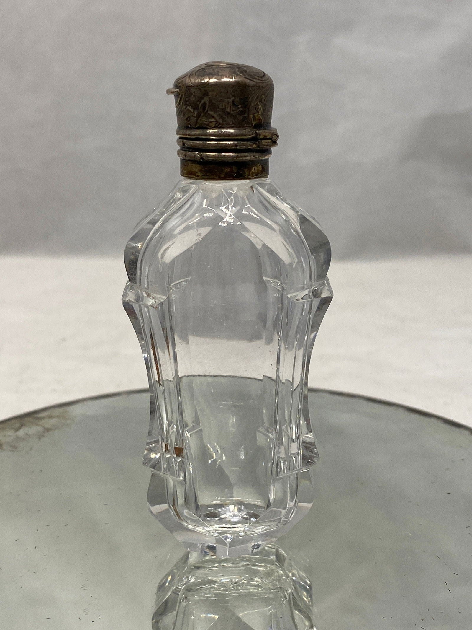 Antique Sterling Silver and Cut Crystal Perfume Bottle - Duckwells