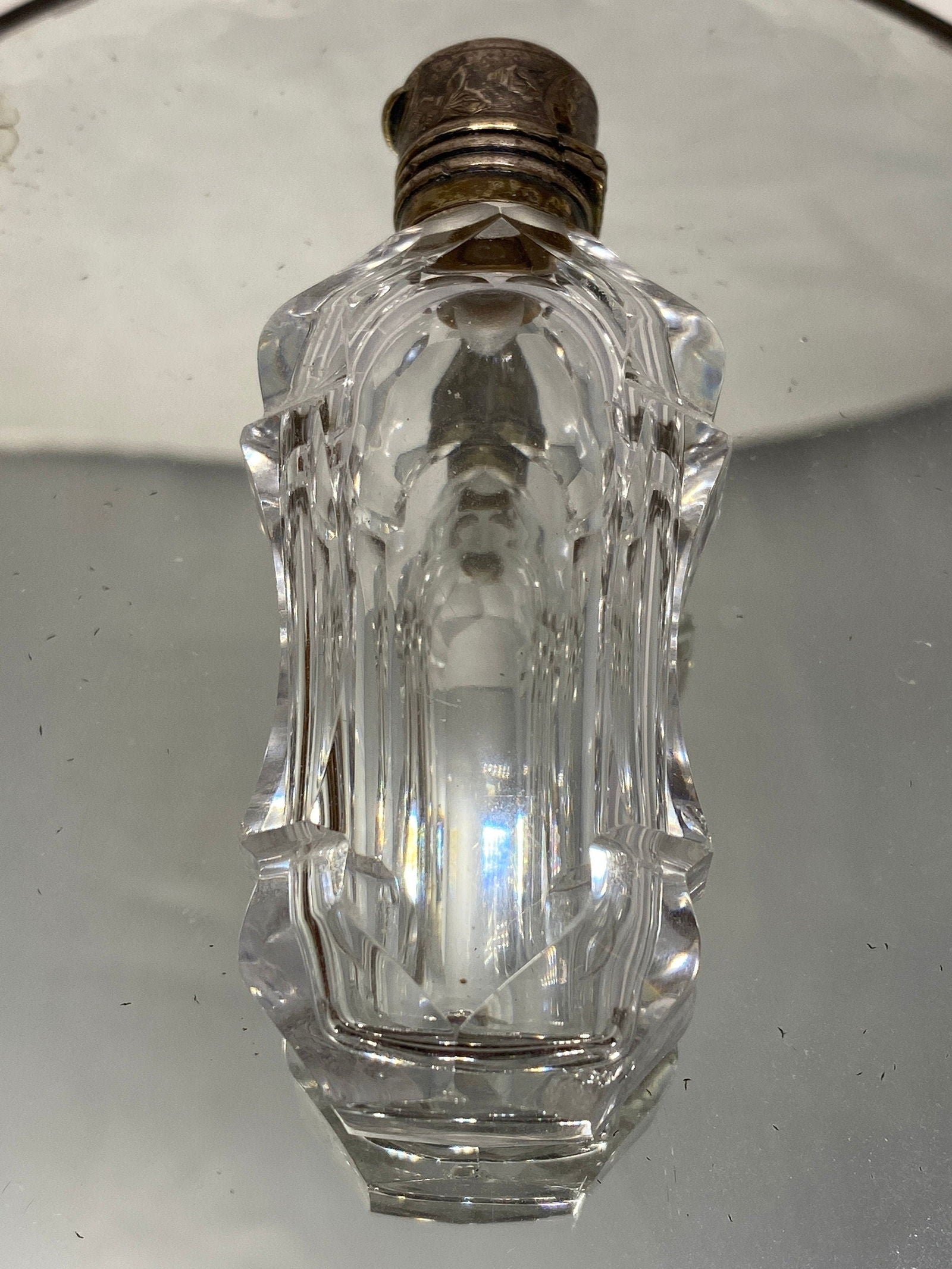 Antique Sterling Silver and Cut Crystal Perfume Bottle - Duckwells