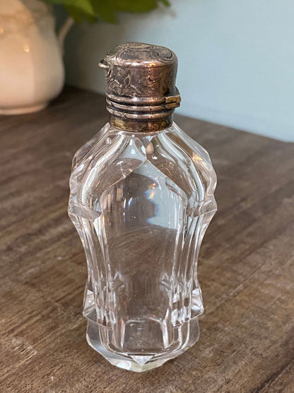 Antique Sterling Silver and Cut Crystal Perfume Bottle - Duckwells