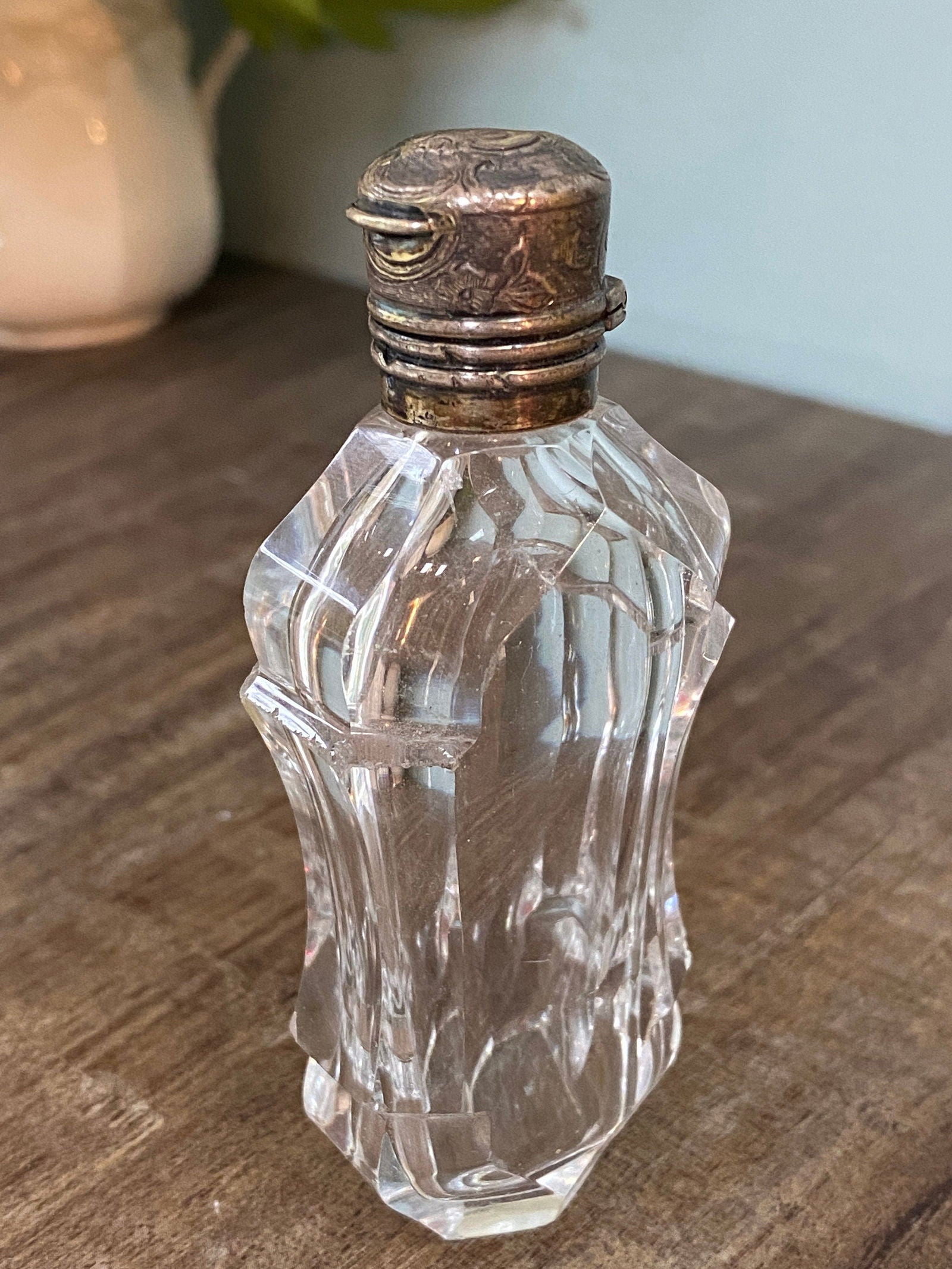 Antique Sterling Silver and Cut Crystal Perfume Bottle - Duckwells