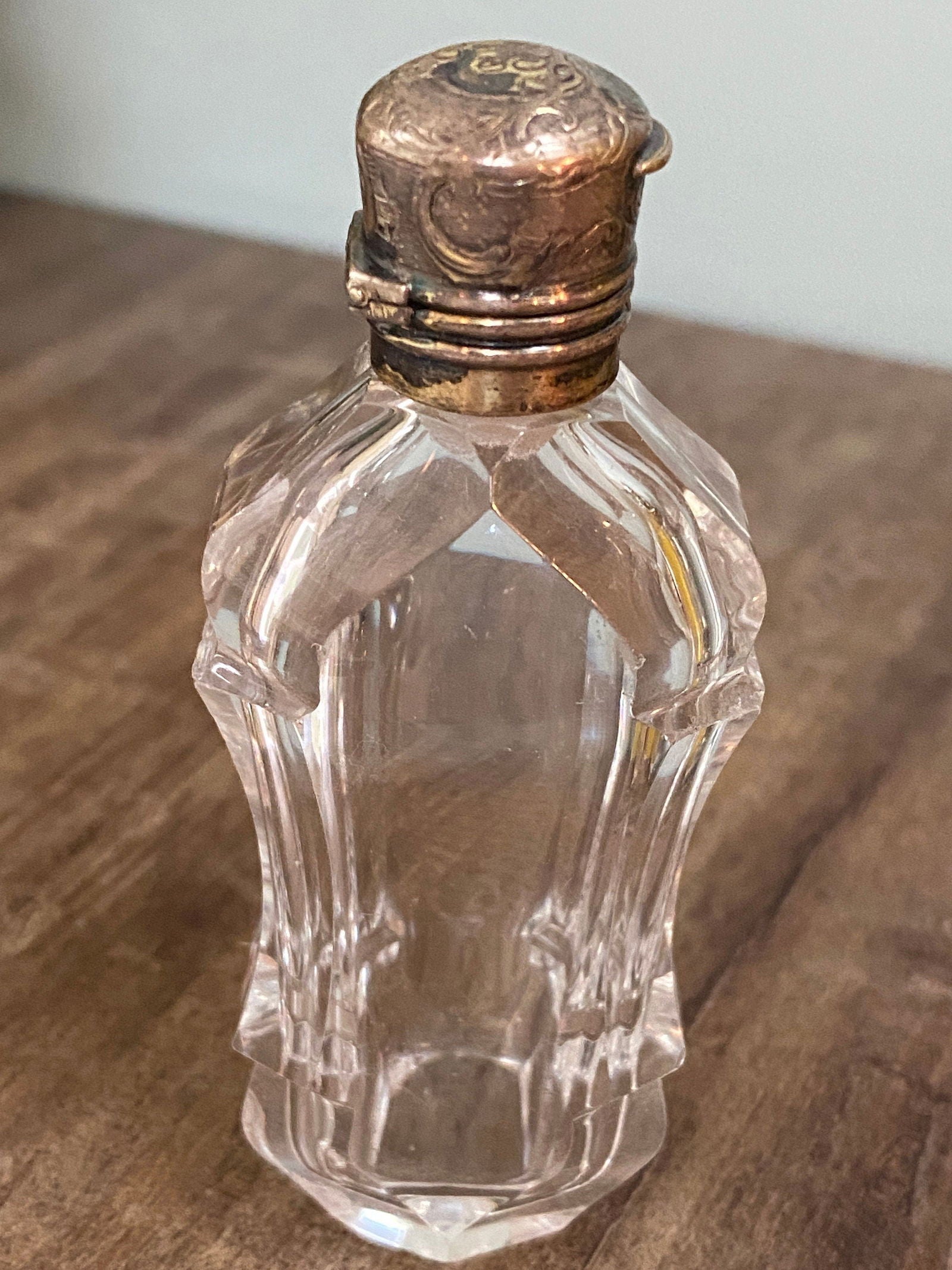 Antique Sterling Silver and Cut Crystal Perfume Bottle - Duckwells
