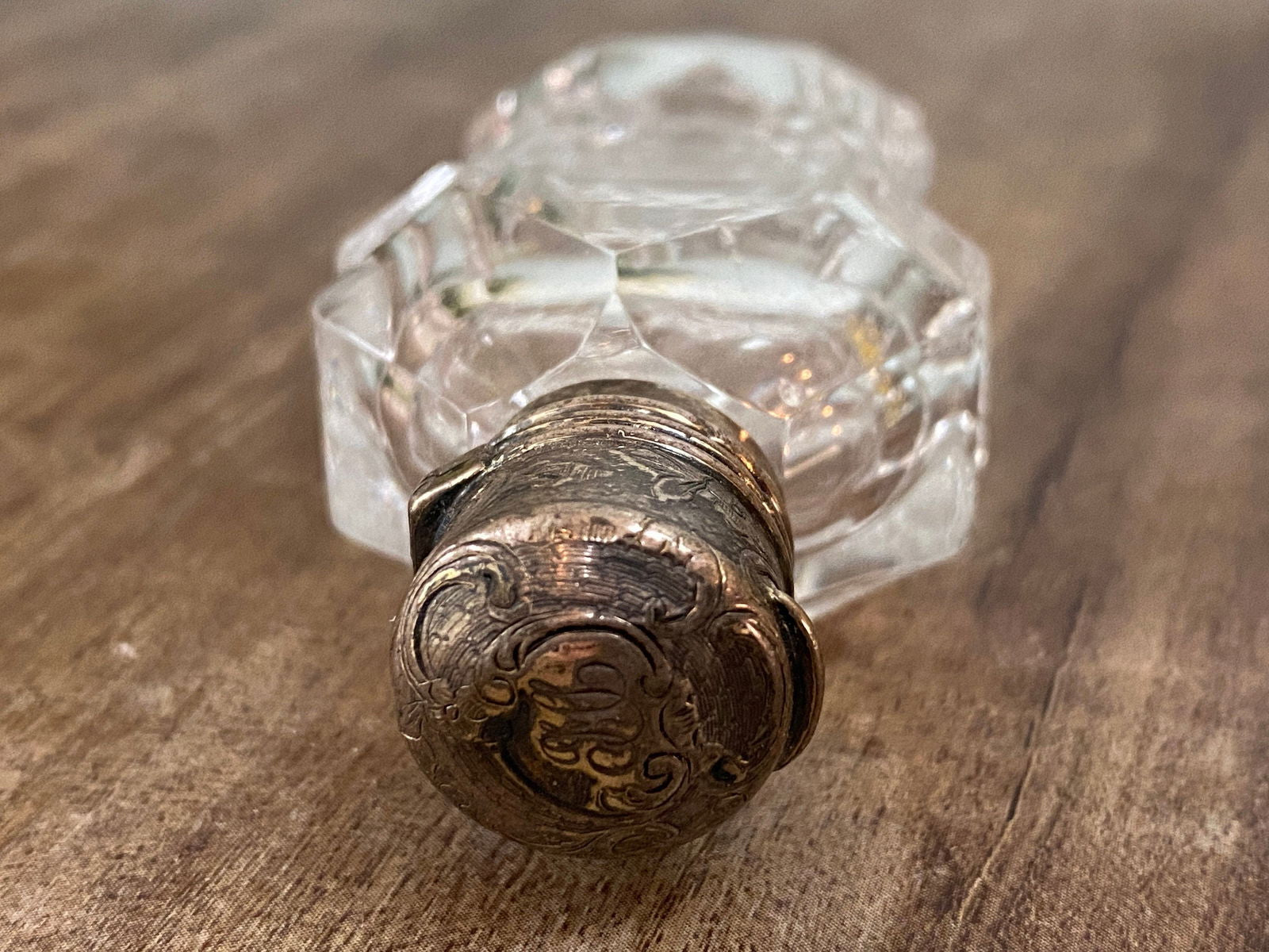 Antique Sterling Silver and Cut Crystal Perfume Bottle - Duckwells