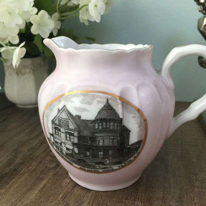 Antique Tilton New Hampshire Soldiers Home Creamer - Duckwells