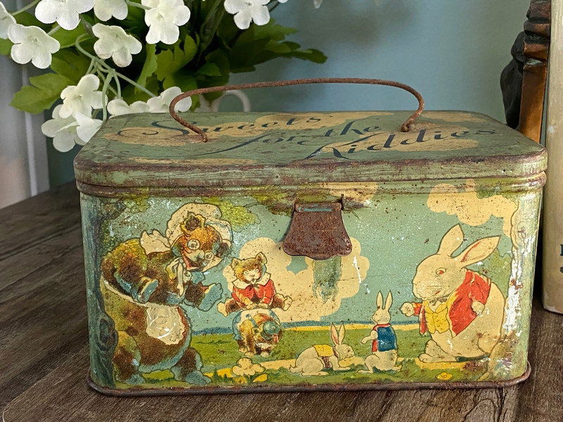 Antique Tin Litho Sweets for the Kiddies - Duckwells
