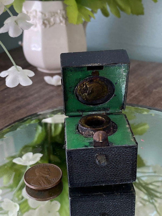 Antique Travel Inkwell in a Miniature Travel Case at Duckwells