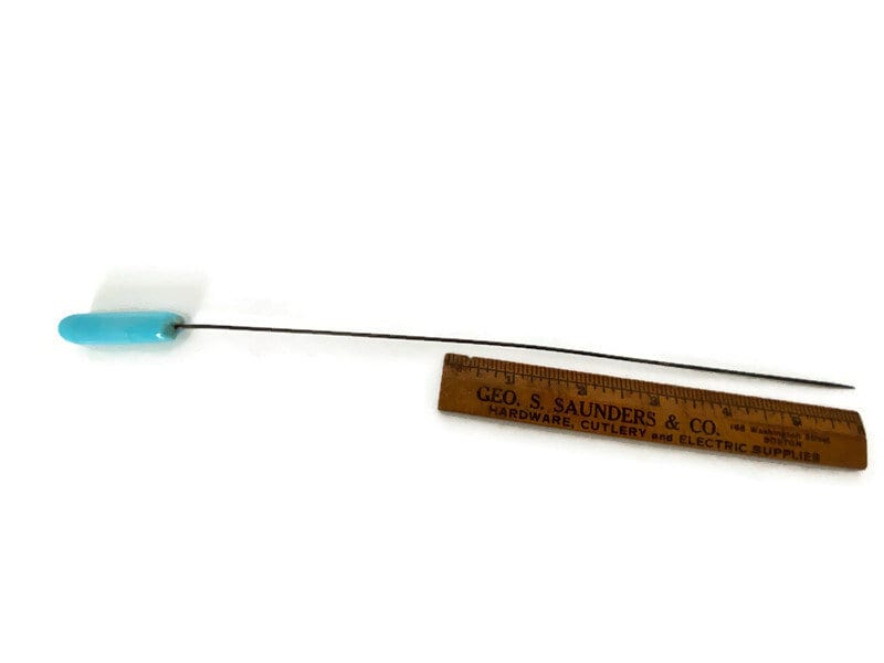 Antique Turquoise Glass Hat Pin - Duckwells