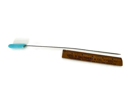 Antique Turquoise Glass Hat Pin - Duckwells