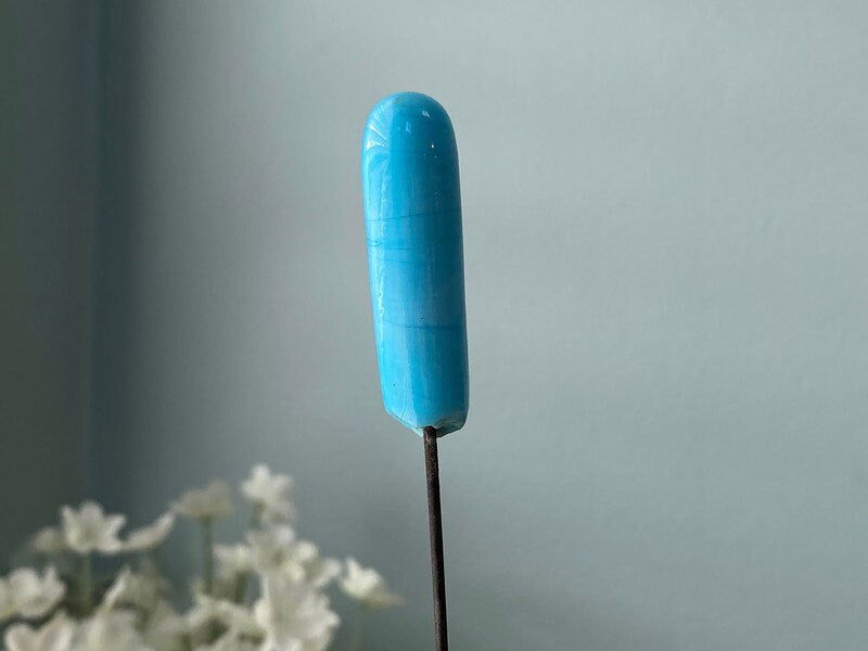 Antique Turquoise Glass Hat Pin - Duckwells