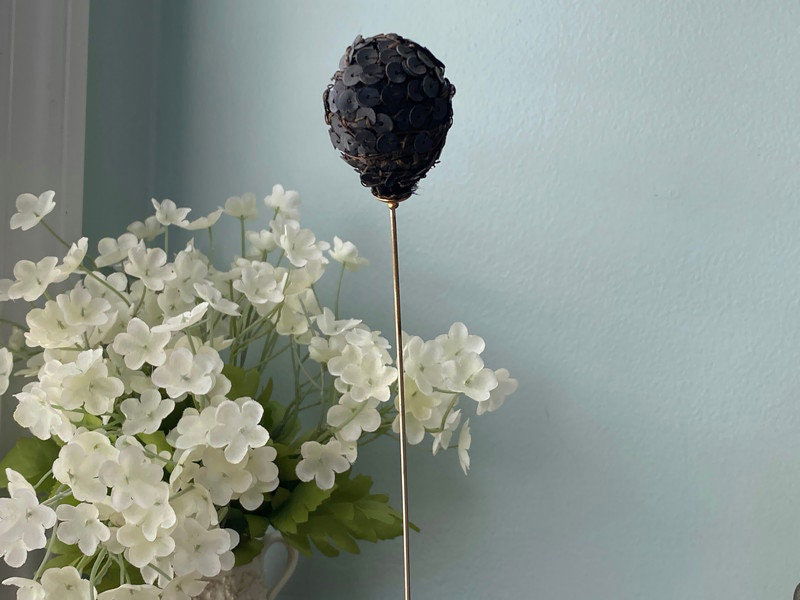 Antique Victorian Black Sequined Hatpin - Duckwells