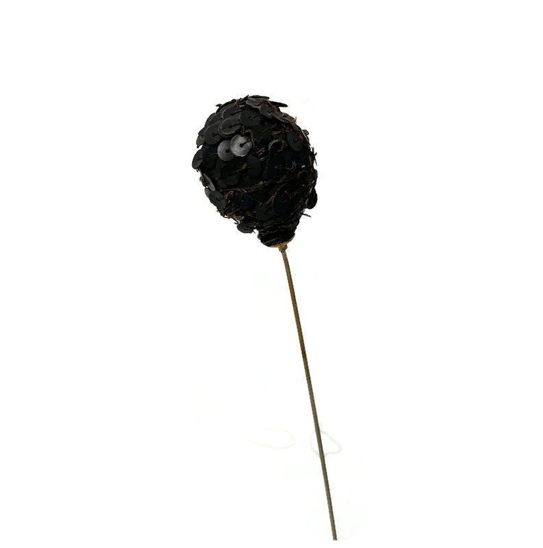 Antique Victorian Black Sequined Hatpin - Duckwells
