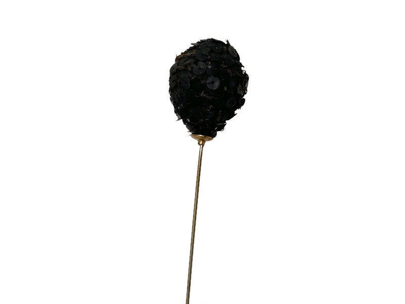 Antique Victorian Black Sequined Hatpin - Duckwells