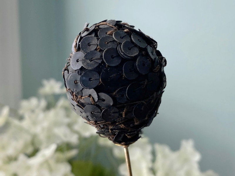 Antique Victorian Black Sequined Hatpin - Duckwells