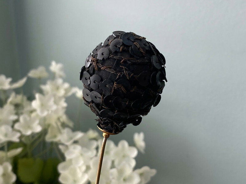 Antique Victorian Black Sequined Hatpin - Duckwells