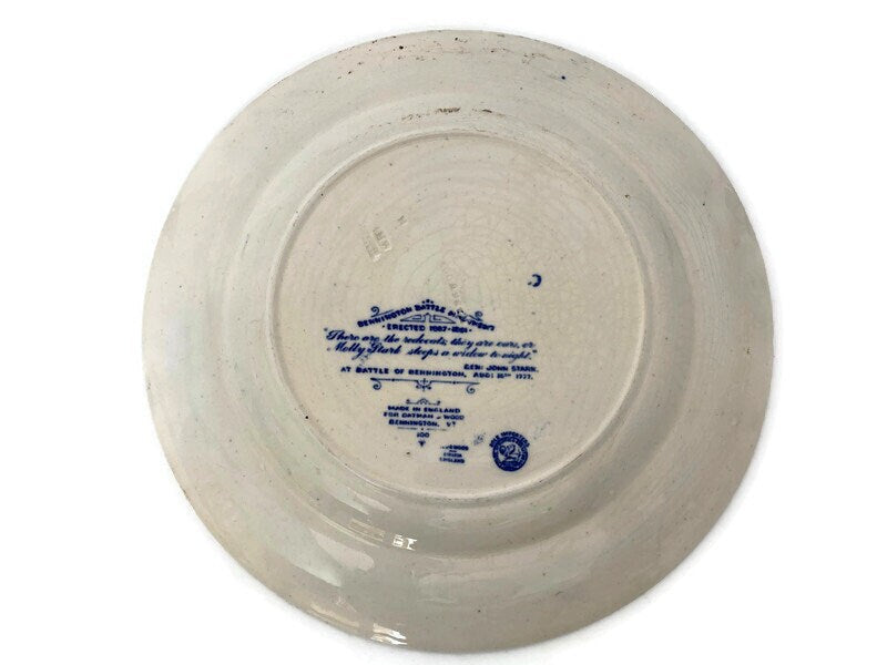 Antique Wedgwood Battle of Bennington Souvenir Plate - Duckwells