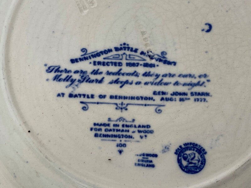 Antique Wedgwood Battle of Bennington Souvenir Plate - Duckwells