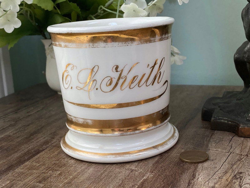 Antique White Limoges France Shaving Cup - Duckwells