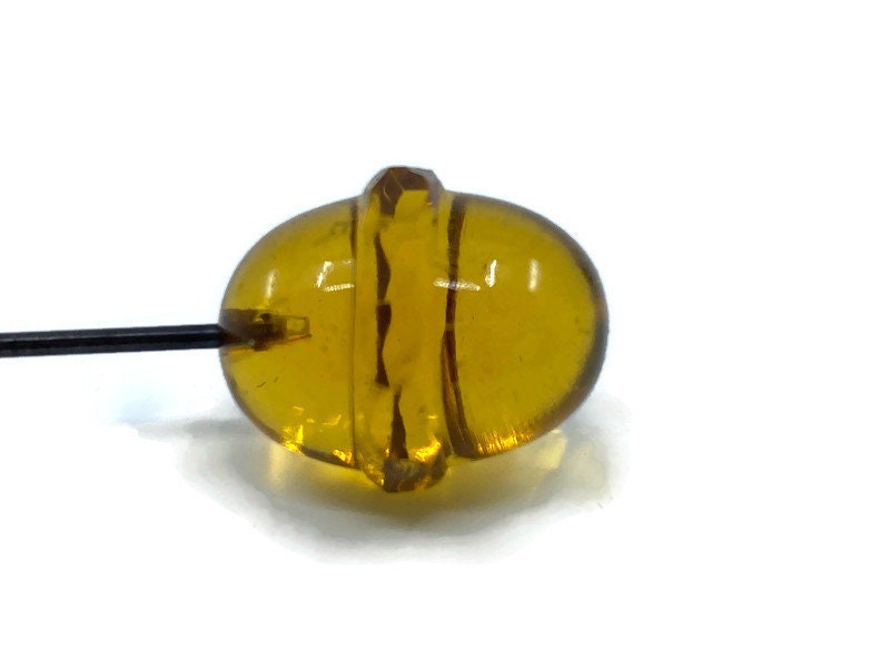 Antique Yellow Glass Faceted Hat Pin - Duckwells
