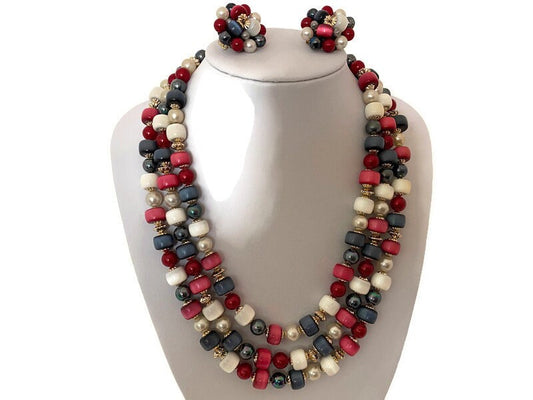 Midcentury Beaded Jewelry Set - Duckwells
