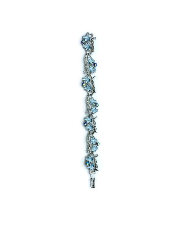 Midcentury Blue Rhinestone Bracelet - Duckwells