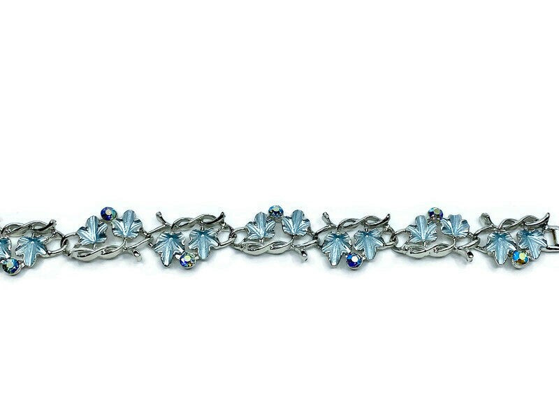 Midcentury Blue Rhinestone Bracelet - Duckwells