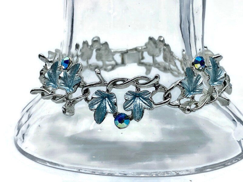 Midcentury Blue Rhinestone Bracelet - Duckwells