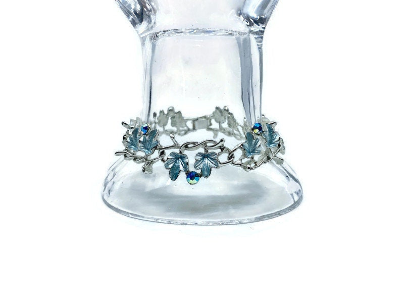 Midcentury Blue Rhinestone Bracelet - Duckwells