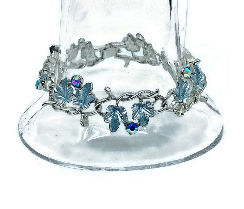 Midcentury Blue Rhinestone Bracelet - Duckwells