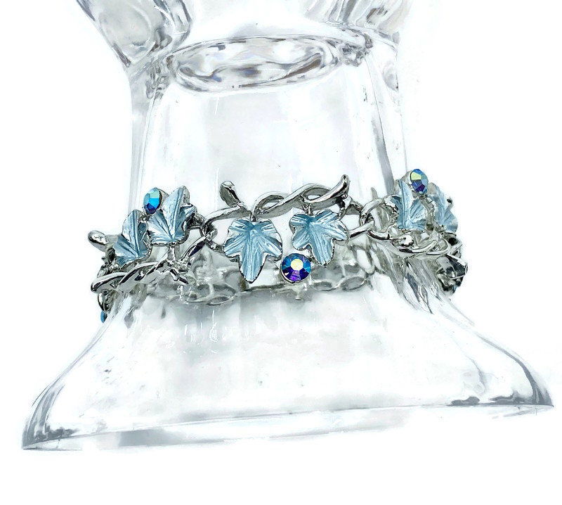 Midcentury Blue Rhinestone Bracelet - Duckwells