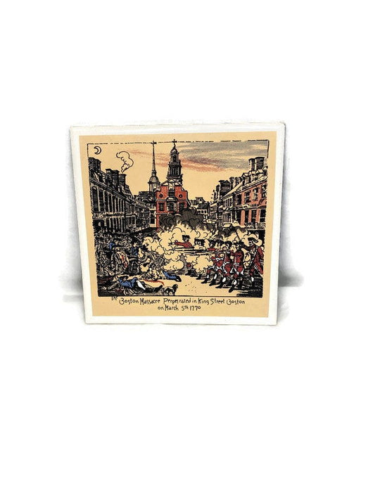 Midcentury Boston Massacre Ceramic Tile Trivet - Duckwells