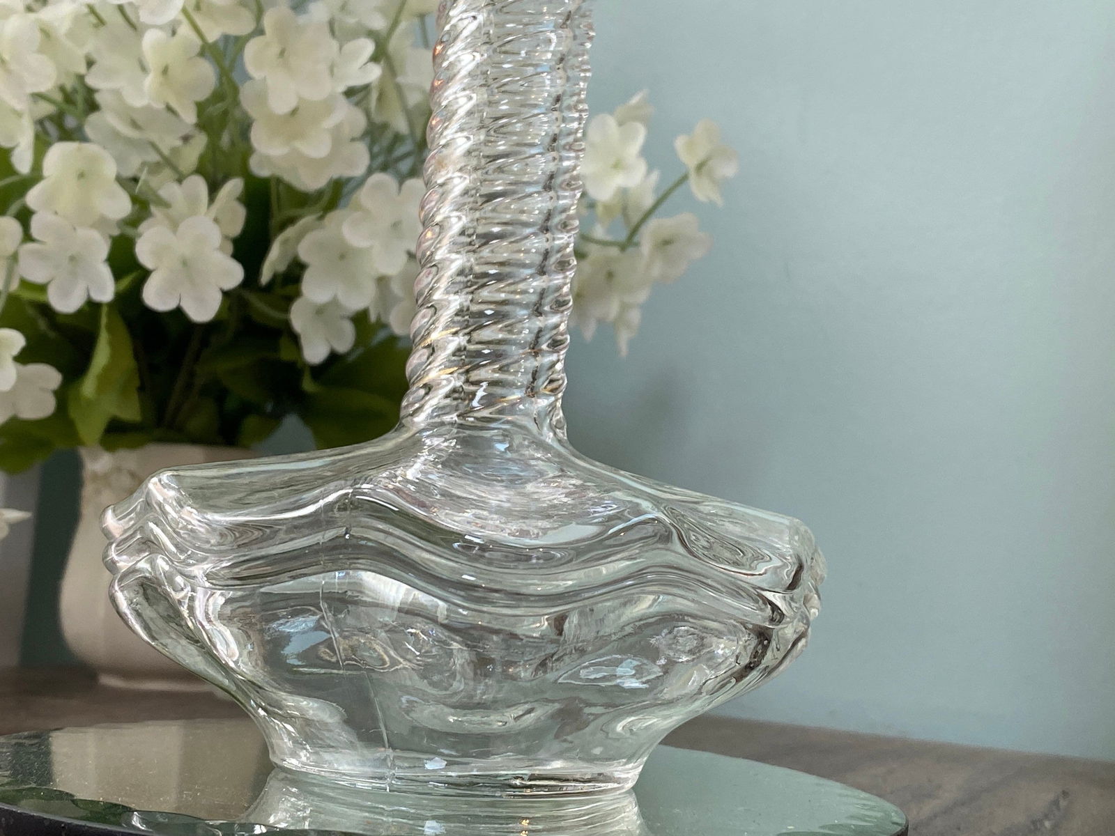 Midcentury Cologne Bottle Flower Shaped with Spiral Neck - Duckwells