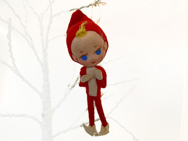 Midcentury Elf and Boot Christmas Ornaments Made in Japan - Duckwells