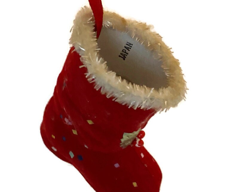 Midcentury Elf and Boot Christmas Ornaments Made in Japan - Duckwells